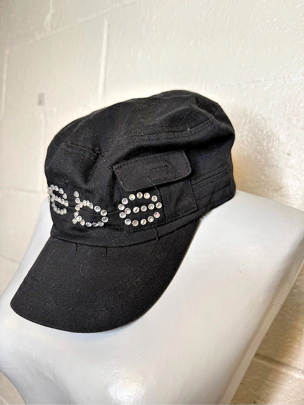 Y2k Bebe cap Black Rhinestone - Picture 3 of 6